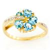 1.68Ct Floral Swiss Blue Topaz & Diamond Ring 9K Gold (JEW-9053X)