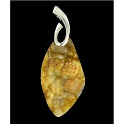 53ct Carved Druzy Agate Pendant Super Sparkler With Sterling (JEW-1746)