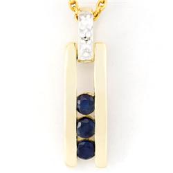 0.43Ct Blue Sapphire & Diamond 9K Gold Pendant (JEW-9091X)