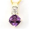 1.04Ct Natural Amethyst & Diamond 9K Gold Pendant (JEW-9152X)
