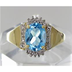 1.4ct Sky Blue Topaz & Diamond 14k Gold Ladies Ring (JEW-1773)