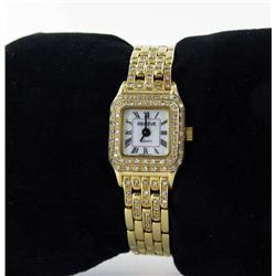Ladies Solid 14k Gold Geneve Watch With 96 White Diamonds (WAT-164)