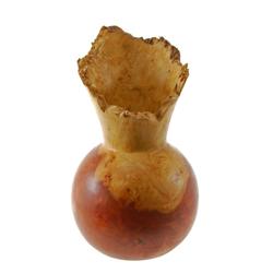 Hand Carved Afzelia Burl Wood Vase  (DEC-163)