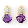 1.47Ct Natural Amethyst & 12 Diamond 9K Gold Earrings (JEW-9157X)