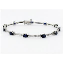 3+ct Ceylon Sapphire & Diamond 14k White Gold Bracelet (JEW-1695)