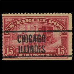 1913 US 15c Parcel Post Stamp Chicago Precancel NICE (STM-0566)