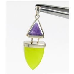 25ct Translucent Serpentine & Amethyst Pendant Super Sparkler With Sterling (JEW-1714)