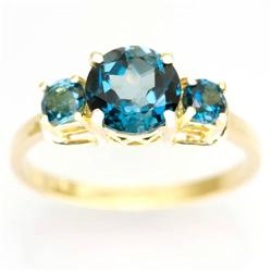 2.20Ct Natural London Blue Topaz Yellow 9K Gold Ring (JEW-9142X)