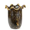 Rare Black & White Ebony Wood Vase (DEC-036)