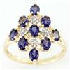 1.78Ct Genuine Iolite & 16 Diamond Solid 9K Gold Ring (JEW-9162X)