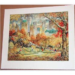 Kamil Kubik, Central Park Fall, Signed Serigraph