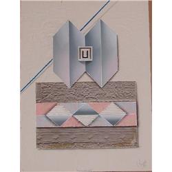 Luis Mazorra, Sand Castles, Signed Etching w Collage 