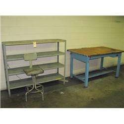 Metal Shelving and Table