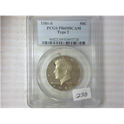 1981-S Type II Kennedy Half PCGS PR69DCAM