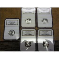All 5 2002 Silver State Quarters NGC PF69 Ultracam