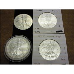 1999, 03, 04 And 09 American Silver Eagles (UNC)