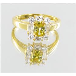 13ctw Lab Dia/Yel Sapphire 22k Gold Vermeil Ring (JEW-2136)