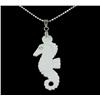 18k WG Plated Mother of Pearl Seahorse Necklace (JEW-1973)