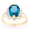 2.86Ct Huge London Blue Topaz & 16 Diamond 9K Gold Ring (JEW-9137X)