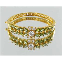 90ctw Lab Dia/Emerald 22k Gold Vermeil Bracelet (JEW-2070)