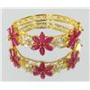 Image 1 : 85ctw Lab Diamond/Ruby 22k Gold Vermeil Bracelet (JEW-2080)
