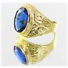 Image 2 : 23ctw Lab Sapphire 22k Gold Vermeil Ring (JEW-2111)
