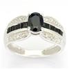 1.56Ct Black Sapphire & 16 Diamond White 9K Gold Ring (JEW-9176X)