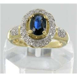 1ctw Blue Sapphire & Diamond 10k Gold Lady Ring (JEW-1897)