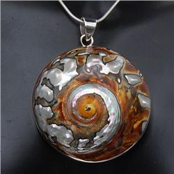Polished Shell & Sterling Necklace (JEW-203)