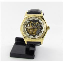 New Techno Com Diamond Bezel Mens Skeleton Watch (WAT-174)