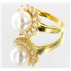 Image 2 : 16ctw Lab Diamond/Pearl 22k Gold Vermeil Ring (JEW-2125)