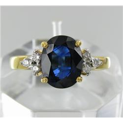 2.6ct Top Ceylon Blue Sapphire VVS & .1ct VVS White Dimond 18k Gold Ladies Ring (JEW-1775)