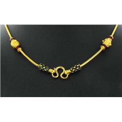 22k Gold Vermeil & Blue Enamel Necklace 16" (JEW-1997)