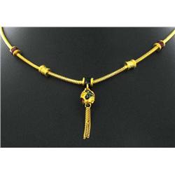 22k Gold Vermeil & Blue Enamel Necklace 16" (JEW-1996)