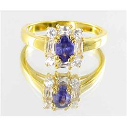 13ctw Lab Dia/Sapphire 22k Gold Vermeil Ring (JEW-2133)