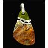 64ct Carved Druzy Agate & Serpentine Pendant Super Sparkler With Sterling (JEW-1750)