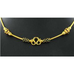 22k Gold Vermeil & Blue Enamel Necklace 16" (JEW-1998)