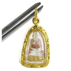 22k Gold Vermeil Buddha Thai Monk Amulet (JEW-1991)