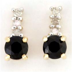 0.88Ct Black Sapphire & Diamond 9K Gold Earrings (JEW-9107X)