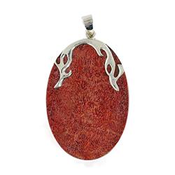 Sterling Red Coral Pendant (JEW-1935)