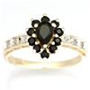 1.14Ct Genuine Black Sapphire & Diamond Ring 9K Gold (JEW-9051X)