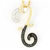 0.27Ct Natural Black & White Diamond 9K Gold Pendant (JEW-9009X)