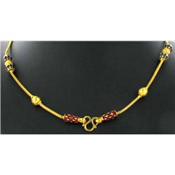 22k Gold Vermeil & Blue Enamel Necklace 16" (JEW-1993)