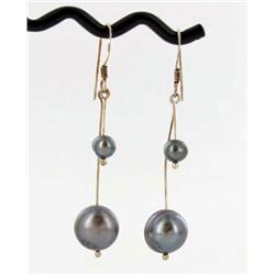 Black S. Sea Saltwater Double Pearl Earrings (JEW-1830)