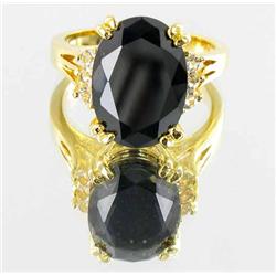 27ctw Lab Black Diamond 22k Gold Vermeil Ring (JEW-2118)