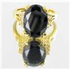 27ctw Lab Black Diamond 22k Gold Vermeil Ring (JEW-2118)