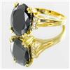 Image 2 : 27ctw Lab Black Diamond 22k Gold Vermeil Ring (JEW-2118)