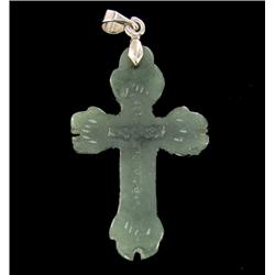 21.11ct Imperial Burma Jadeite Cross w/Sterling (JEW-2046)