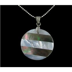 18k WG Plated Mother of Pearl Disc Necklace (JEW-1965)