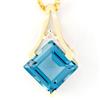 2.48Ct Huge London Blue Topaz & Diamond 9K Gold Pendant (JEW-9059X)